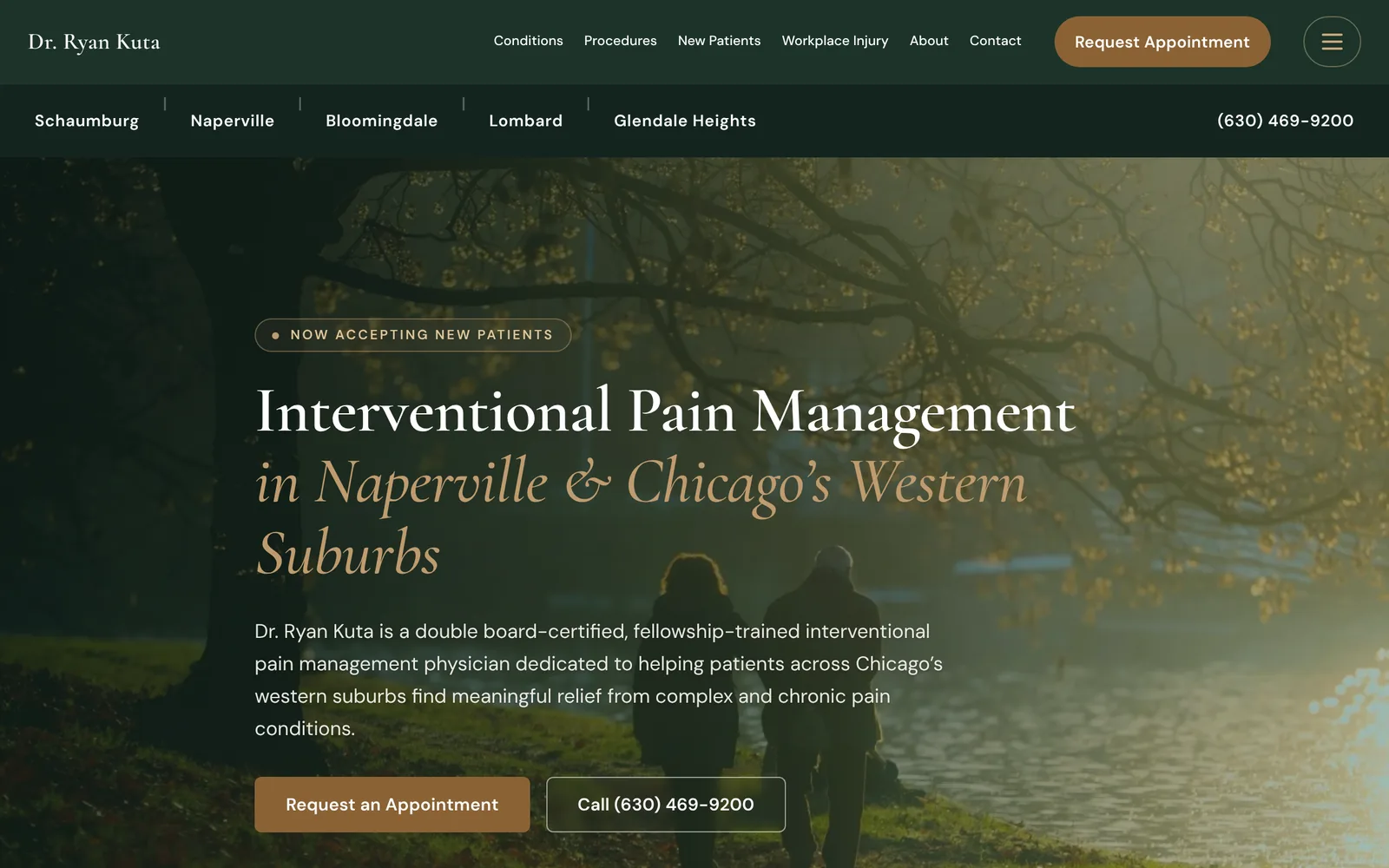Dr. Ryan Kuta website, desktop view